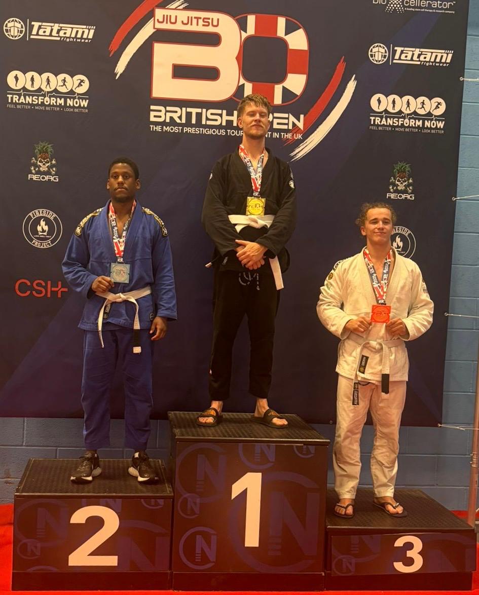 Kane Howden on the podium at a Jiu Jitsu British Open competition